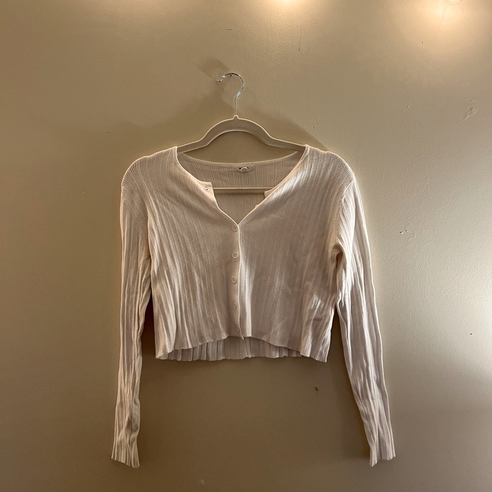 White Cropped Cardigan